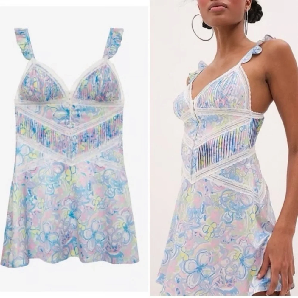 FOR LOVE & LEMONS FLORAL SLIP DRESS - Picture 1 of 12